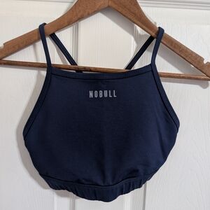 NoBull Womens Sports Bra Blue High Neck Run Yoga Active Performance